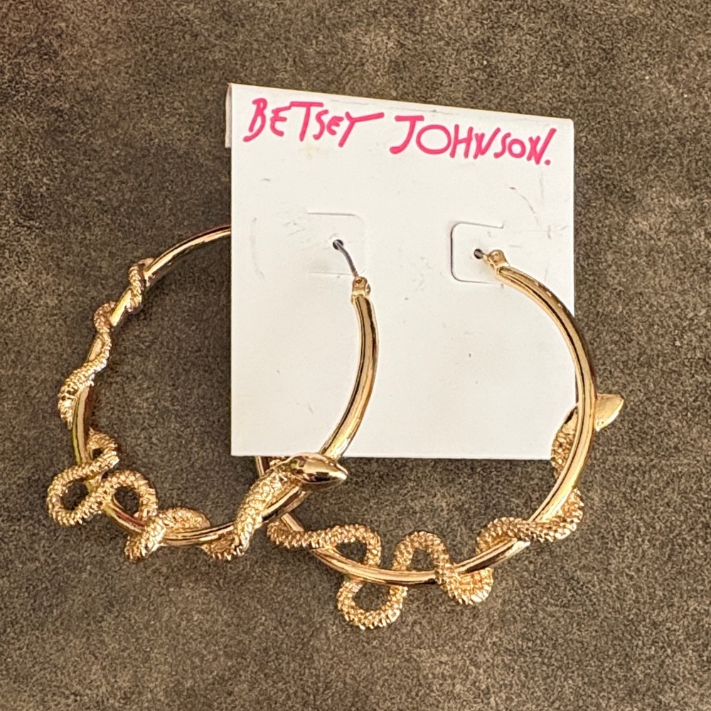 Betsey Johnson Gold Hoop Snake Earrings